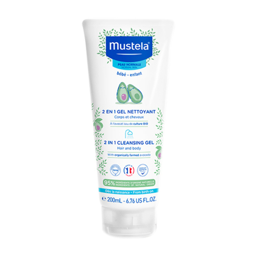 Mustela 2 in 1 Cleansing Gel, 200ml/6.8 fl oz Mustela 2 in 1 Cleansing Gel on white background