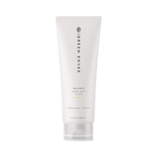 Green Envee Balance Purifying Hand + Body Lotion on white background