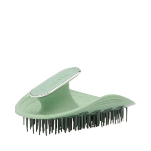 Manta Hair Brush - Serene Green, 1 piece Manta Hair Brush - Mirrored Blue on white background
