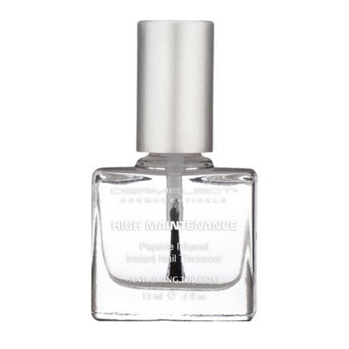 Dermelect Cosmeceuticals High Maintenance Instant Nail Thickener Top Coat, 12ml/0.4 fl oz Dermelect Cosmeceuticals High Maintenance Instant Nail Thickener Top Coat on white background