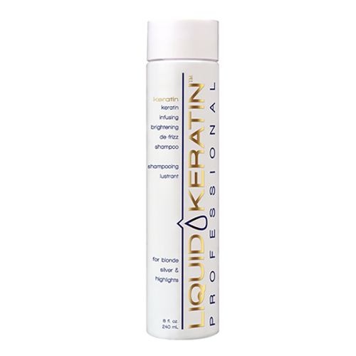 Liquid Keratin Infusing Brightening De-frizz Shampoo on white background