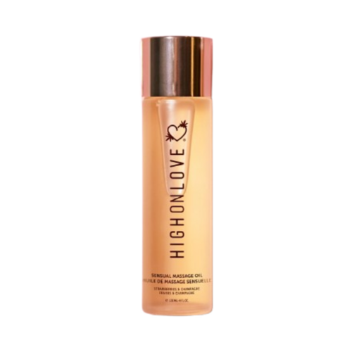 High on Love Massage Oil Strawberries and Champagne, 120ml/4.06 fl oz High on Love Massage Oil Strawberries and Champagne on white background
