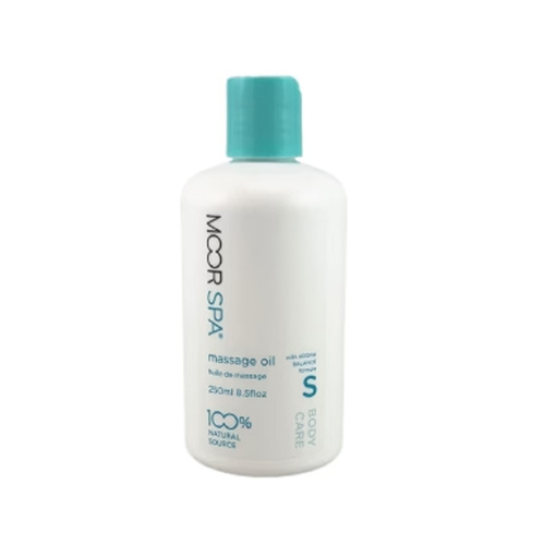 Moor Spa Massage Oil with S Blend on white background