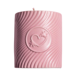 Pink Massage Candle Strawberries and Champagne on white background
