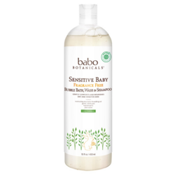Sensitive Baby Fragrance Free Bubble Bath, Wash and Shampoo on white background