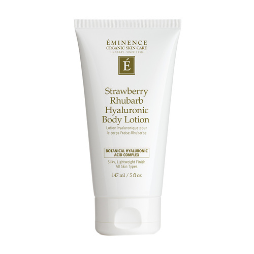 Eminence Organics Strawberry Rhubarb Hyaluronic Body Lotion on white background