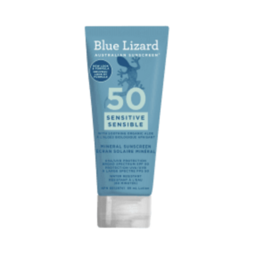 Blue Lizard Sunscreen SPF 50 Sensitive Lotion, 89ml/3.01 fl oz Blue Lizard Sunscreen SPF 50 Sensitive Lotion on white background