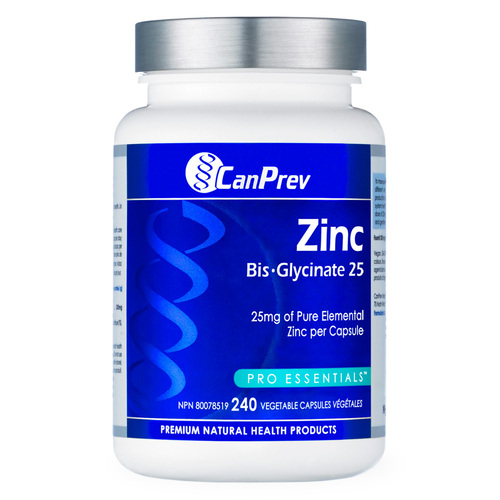 CanPrev Zinc Bis-Glycinate 25, 120 capsules CanPrev Zinc Bis-Glycinate 25 on white background
